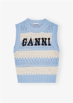 Cotton mix striped vest Soft Chambray K2486 Ganni 